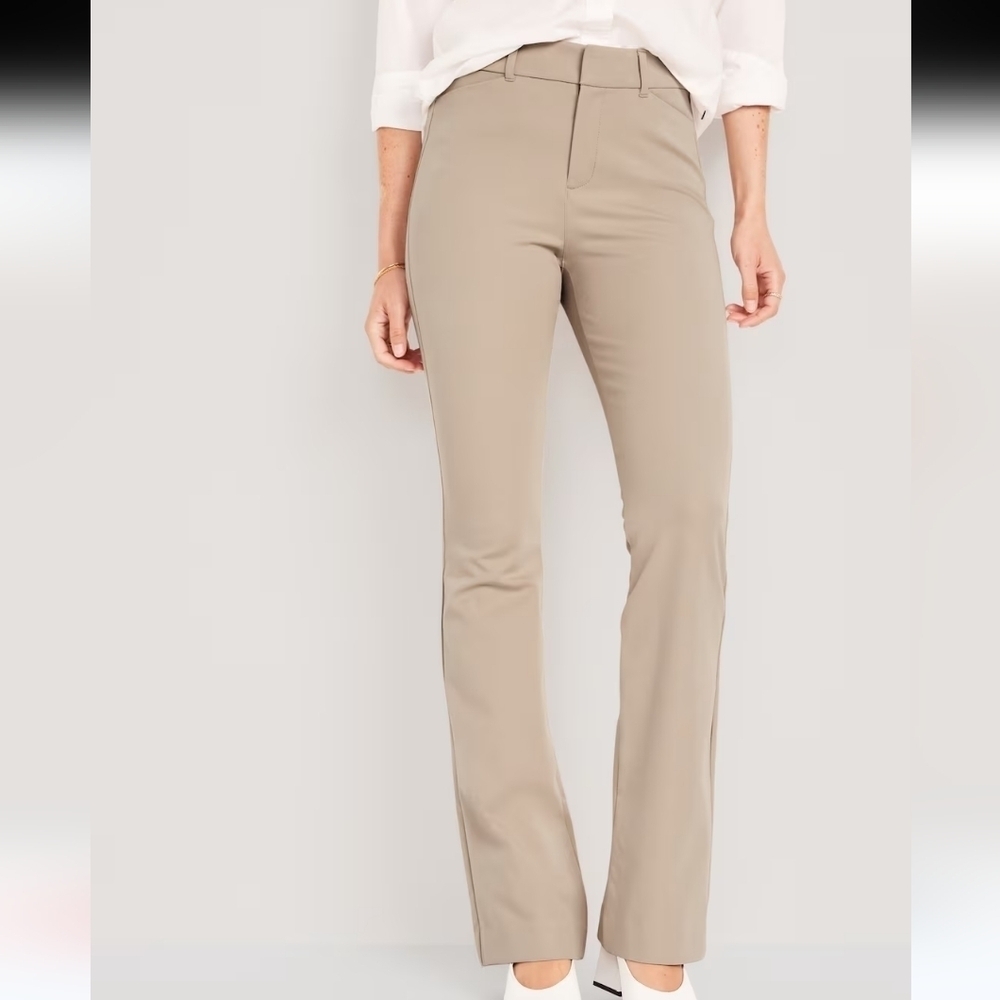 Old Navy 2 Pair of High Rise Pixie Flare Khaki Uniform Pants